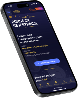 Zrzut ekranu aplikacji Total Casino z bonusem