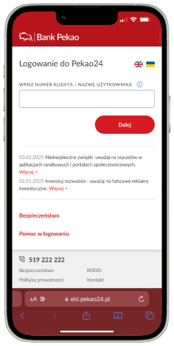 Ekran wyboru banku w Total Casino